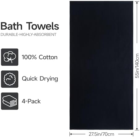 REDKISS 100% Cotton Waffle Weave Bath Towels 4 Piece - Image 3