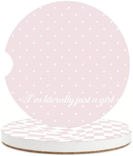 Pink Coquette Car Coasters for Cup Holders, Absorbent Car Coaster for Women by CRASHOT