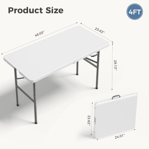 DUMOS 4 FT Folding Picnic Table, Portable Plastic Table - Image 3