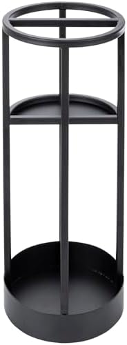 MyGift 20 Inch Tall Modern Round Matte Black Metal Freestanding Entryway - Image 5