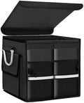 Trunk Organizer with Lid, 28L Collapsible 2-Compartment Car Storage Box with by YTFRL