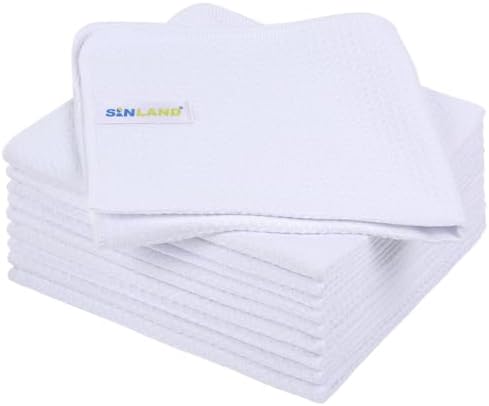 SINLAND Sublimation Blank Towels Waffle Kitchen Towel White 16x16 10 Pack by SINLAND