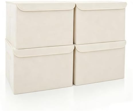 Bagnizer Large 22 Quart Linen Fabric Foldable Storage Bin Cube Organizer Basket by Bagnizer