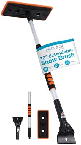 BIRDROCK HOME 36" Extendable Snow Pusher Brush & Detachable Ice Scraper by BIRDROCKHOME