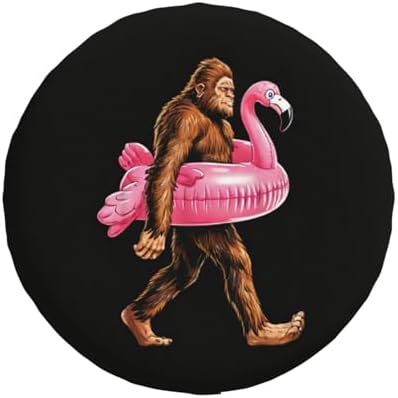 Spare Tire Cover with Bigfoot Flamingo Pattern Wheel Covers 15inch by Unknown