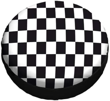 Checkered Racing Flag Spare Tire Cover Black and White Symbolic Design of End - Image 3
