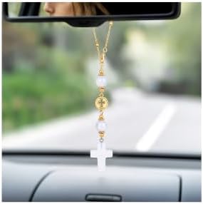 Opalite Cross Car Hanging Ornament Gift Box by RisyfjewJewelry