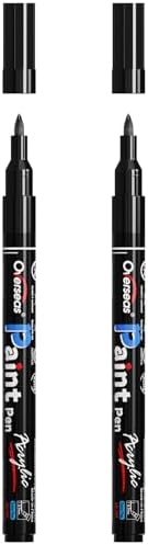 Overseas 2 Pack Black Acrylic Paint Pens Paint Markers Extra Fine Tip by Overseas