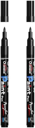 Overseas 2 Pack Black Acrylic Paint Pens Paint Markers Extra Fine Tip by Overseas