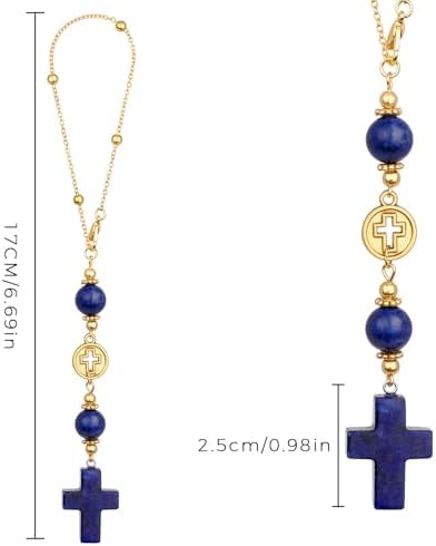 Lapis Lazuli Cross Car Hanging Ornament - Image 4