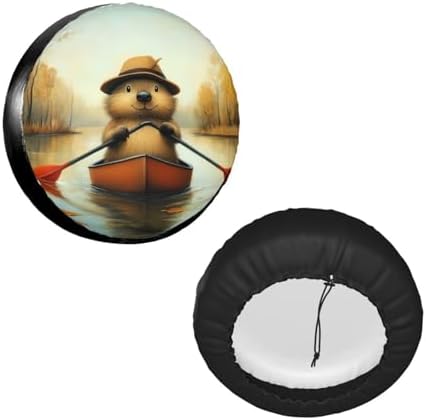 Funny Beaver Universal Spare Tire Cover, 14 Inch, Cute Waterproof Polyester - Image 2