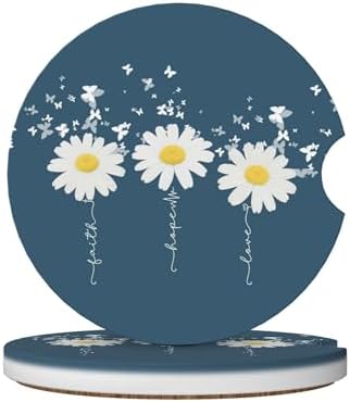 Daisy Faith Hope Love Car Cup Holder Coasters 2 Pack 2.63" by Unknown