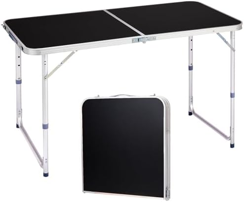 4.0 Ft Folding Portable Camping Table Black by Unknown