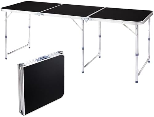 6.0 Ft Folding Portable Camping Table Black by Unknown