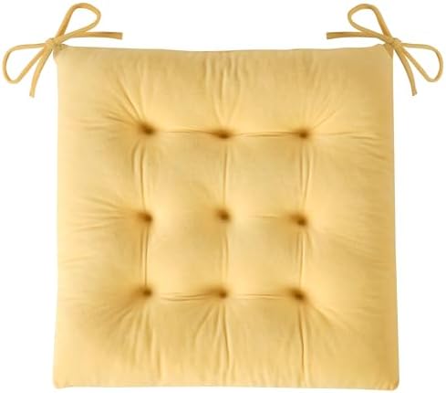 OVOV 1 Pack Chair Cushions for Dining Chairs 15.5"x15.5" Pastel Yellow by OVOV
