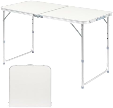 3.0 Ft Folding Portable Camping Table White by Unknown