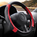 Black and Red Line Punching Car Steering Wheel Cover, Microfiber Leather Sports by ExquisiteCarAccessories
