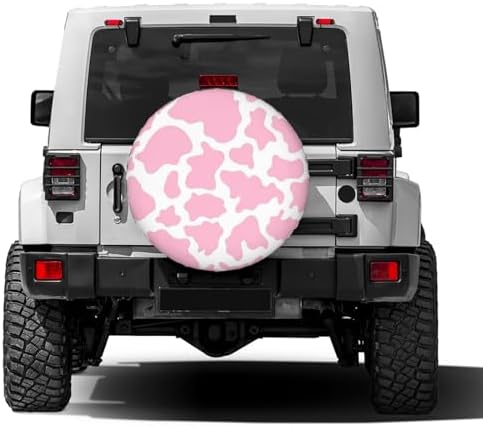 Pink Cow Print Spare Tire Cover Dust-Proof Wheel Tire Cover Fit Trailer - Image 2