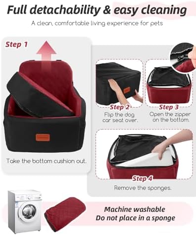 Lealchum Dog Booster Car Seat for Small/Medium Dogs, Puppy Portable Car Bed - Image 6