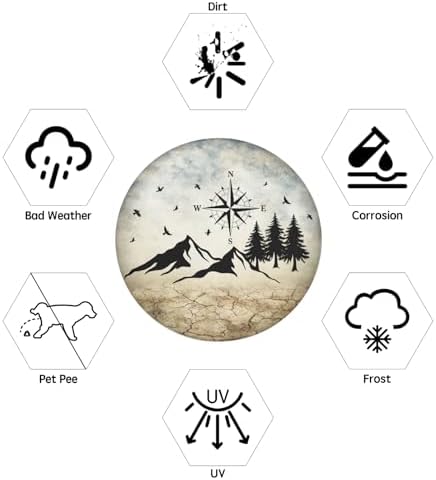 Nature Mountain Land Spare Tire Cover Compass Wheel Covers 17 Inch - Image 5