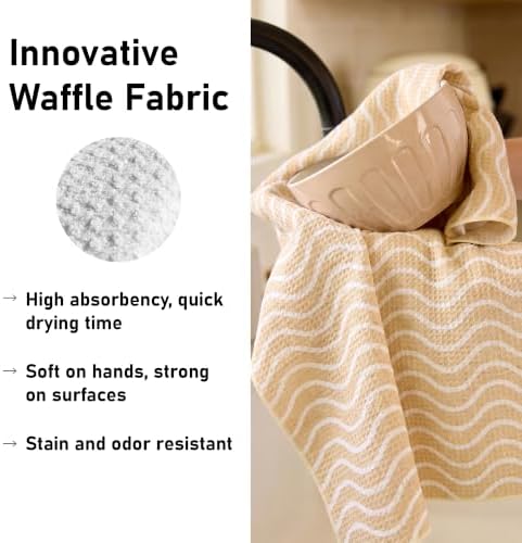Kitchen Towels Set of 2, Double-Sided 16x28 Microfiber Waffle Weave Dish Towels - Image 3