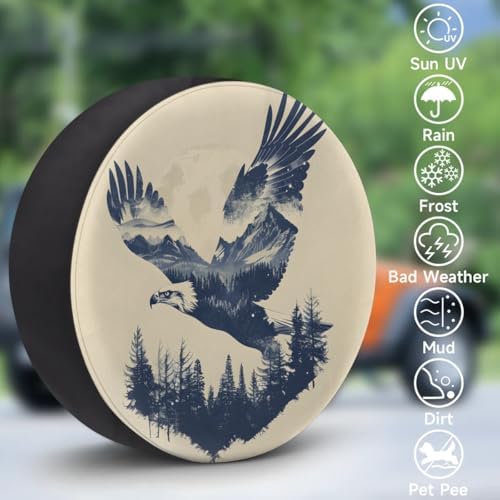 Spare Tire Cover for RV Trailer, Eagle Silhouette Tire Covers Universal Fit for - Image 3