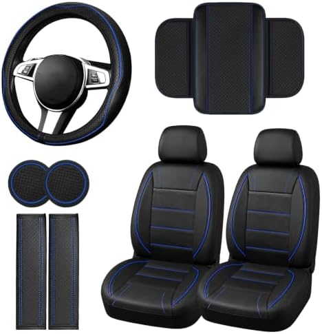 NBTEPEM 10 PCS Leather Car Seat Covers Front Seats Set, 14.5”-15'' Sporty by NBTEPEM