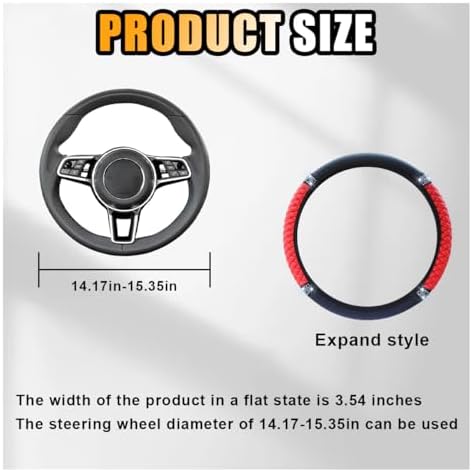 JOYCOURT 15 Inch Bling Soft Leather Car Steering Wheel Cover - Image 2