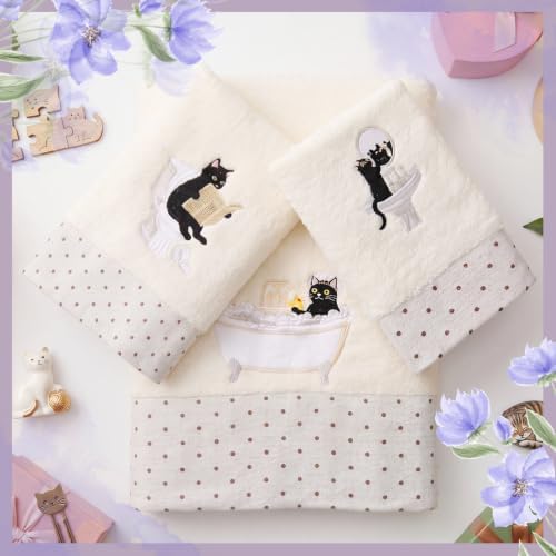 Peryiter 3 Pack Black Cat Decorative Bath Towel Set - Image 4