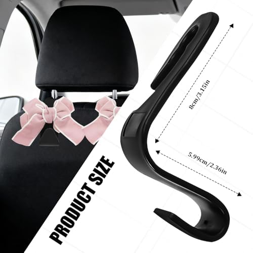 2PCS Car Seat Headrest Hooks, Car Bag Hooks, Cute Bow Knot Vehicle Seatback - Image 2