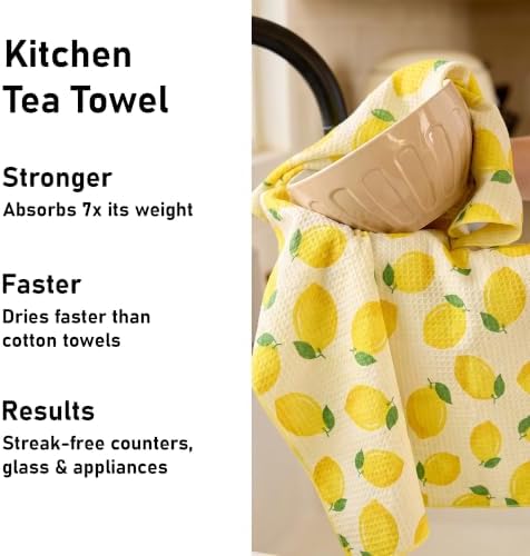 Kitchen Towels Set of 2, Double-Sided 16x28 Microfiber Waffle Weave Dish Towels - Image 4