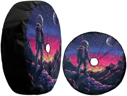 Delerain Spare Tire Cover with Backup Camera Hole Astronaut Galaxy Wheel Covers - Image 3