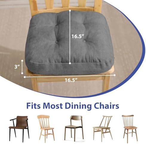 IASEAHK Memory Foam Dining Chair Cushions, 16.5"x16.5"x3.5" - Image 3