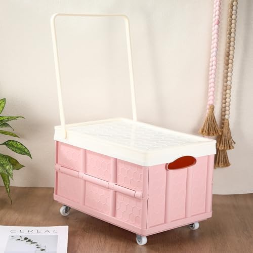 Collapsible Storage Bins with Lids And Wheels, Stackable Folding Storage Boxes - Image 4