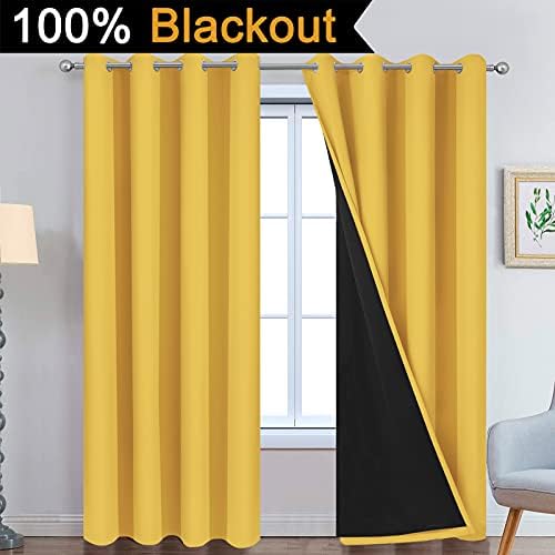 Yakamok Mustard Yellow Blackout Curtains Panels 96 Inches Long - Image 2
