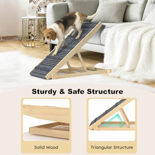 TIMHAKA Dog Ramp for Bed with 7 Adjustable Heights, Supports Up to 150lbs - Image 4