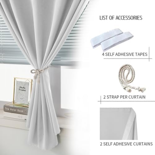 Blackout Curtains for Bedroom Sticky Curtain Blackout Window Cover Self - Image 3
