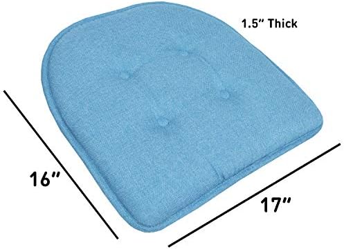Chair Cushion Memory Foam Pads Tufted Slip Non Skid Rubber Back U-Shaped 17" x - Image 4
