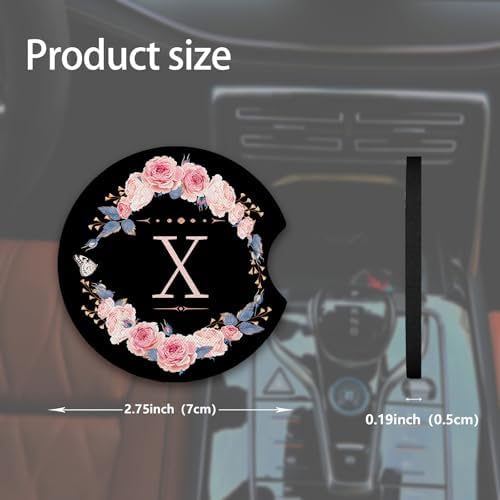 2pcs Letter X Car Coasters, Absorbent Universal neoprener Cup Holder Coasters - Image 3