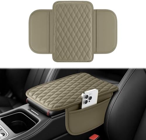 Amiss Car Center Console Cover, Upgraded Leather Car Armrest Cushion by Amiss