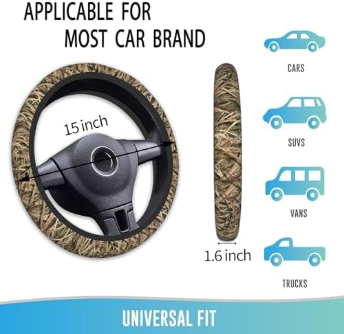 Elastic Steering Wheel Cover 15 Inch, Shadow Grass Blades - Image 4