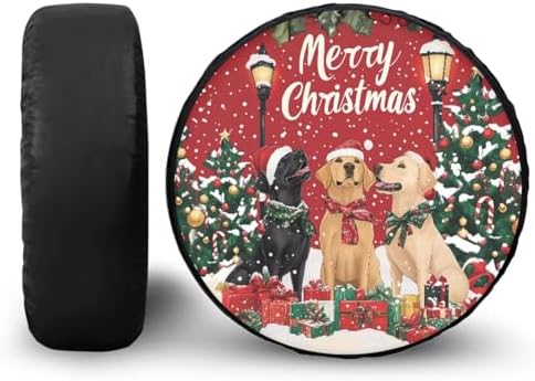 Spare Tire Cover PU Leather, Christmas Dog Wheel Cover Waterproof Polyester - Image 2