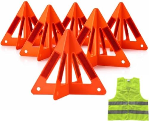 Safety Triangles for Vehicles, 6 Set Emergency Warning Reflective Triangles by Unknown