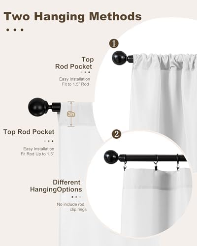 Outdoor Curtains for Patio Waterproof Rod Pocket 4 Pcs 54x84 Inch White - Image 3