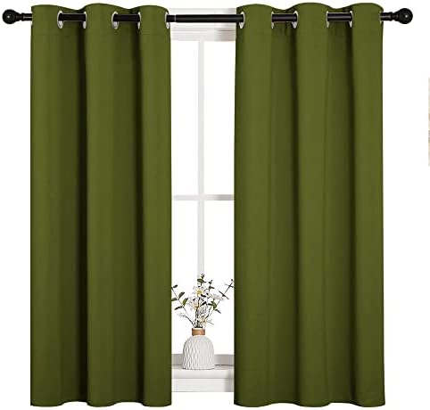 NICETOWN Christmas Blackout Curtain Panels, 1 Pair, 34 by 45in, Olive Green by NICETOWN
