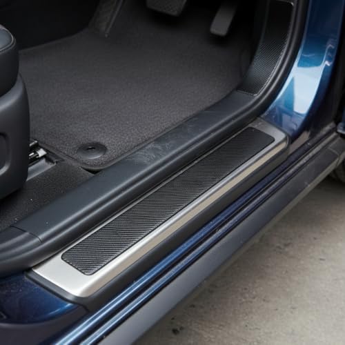 Car Door Sill Guards, Front & Rear Car Door Threshold Protector, Carbon Fiber & - Image 4