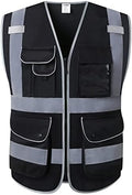 JKSafety Safety Vest for Men Women Reflective Hi Vis JK159 Black M by JKSafety