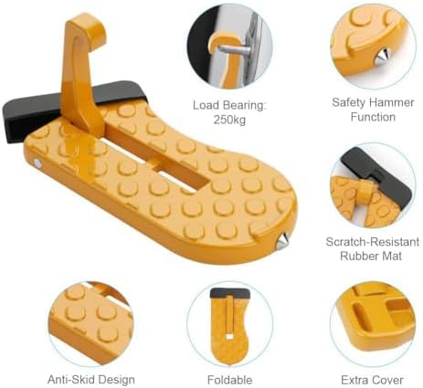 Car Door Step with Glass Breaker Safety Hammer & Roof Rack Access, Car - Image 5