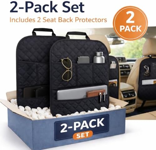 SAVUK 2 Pack Car Back Seat Cover 3 Pocket + 1 XLarge Pocket Organizer Protector - Image 4