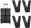 4 Pack Black Luggage Straps, Adjustable Travel Belt by Unknown